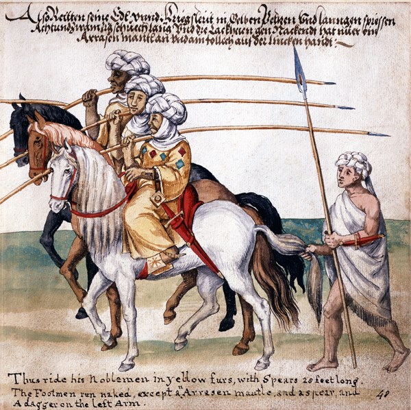 Nomadic warriors on horseback with their spears
