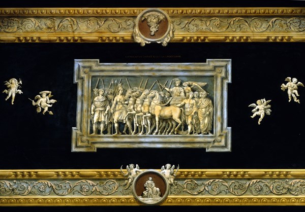 Plateau de table en scagliola