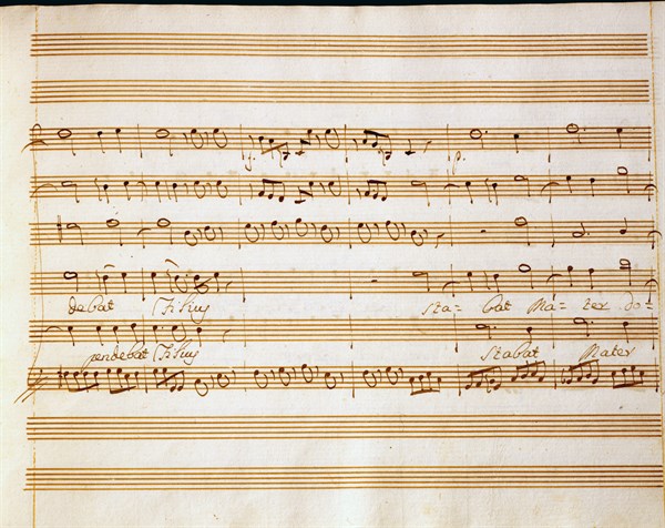 Copie manuscrite de la partition du "Stabat Mater" de Pergolesi