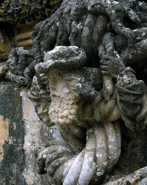 Decorated window of the Convent of the Order of Christ in Tomar (detail)