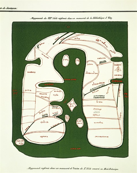 Reproduction d'une mappemonde du 8e siècle provenant de la bibliothèque d'Albi