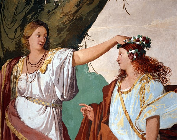 Giulio Carpioni, "The nymph Amaryllis, winner of the kiss test" (detail)