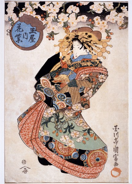 Utagawa Kunitomi, La Courtisane Hanamurasaki de la célèbre maison de thé Tamaya