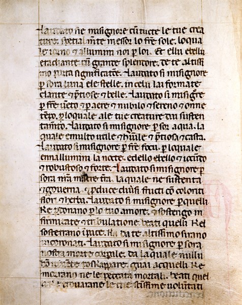"Canticle of Creatures", contemporary of Saint Francois. Incipit.