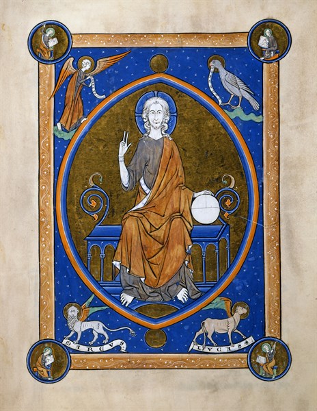 Christ on the throne and the symbols of the four evangelists
