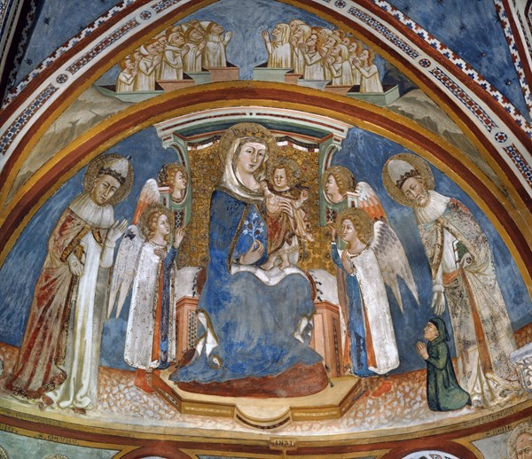 Virgin and Child with angels and two popes