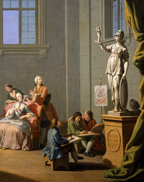 Zocchi, Les Arts : La Peinture. Détail : Les étudiants.
