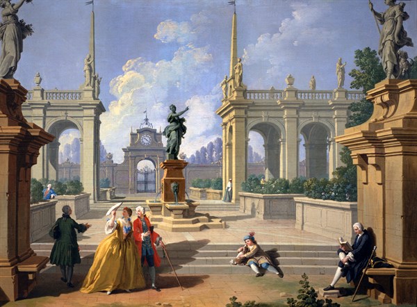 Zocchi, The hours of the day: In the afternoon. Walk in the garden.
