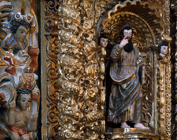 Inside the church of Santa Maria Tonantzintla in San Andres Cholula (Mexico)