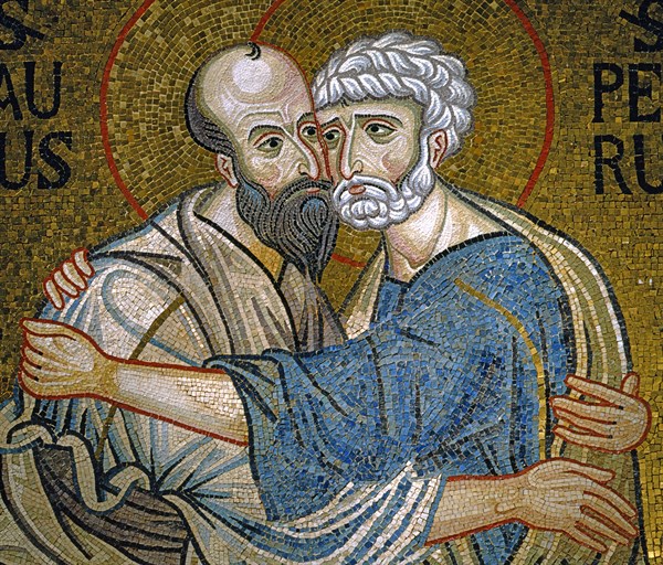 Chapelle palatine de Palerme
Mosaïque byzantine de la nef
Rencontre entre saint Pierre et saint