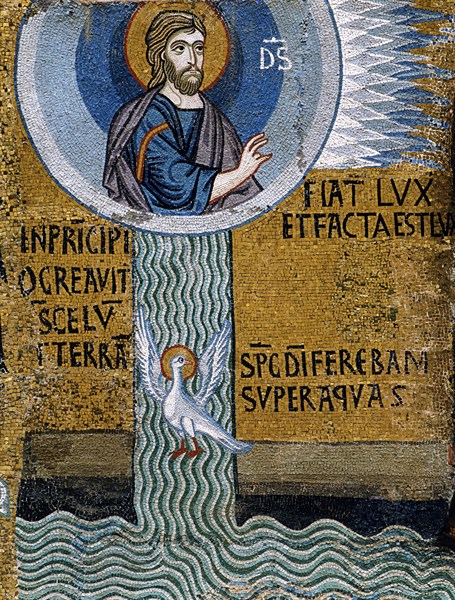 Chapelle palatine de Palerme
Mosaïque byzantine
La Genèse
"Fiat Lux", Dieu crée la lumière et la