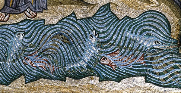 Chapelle palatine de Palerme
Mosaïque byzantine
La Genèse
Au cinquième jour, Dieu crée les
