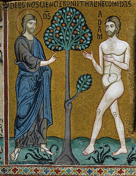 Chapelle palatine de Palerme
Mosaïque byzantine
La Genèse
Dieu, Adam et l'arbre de la