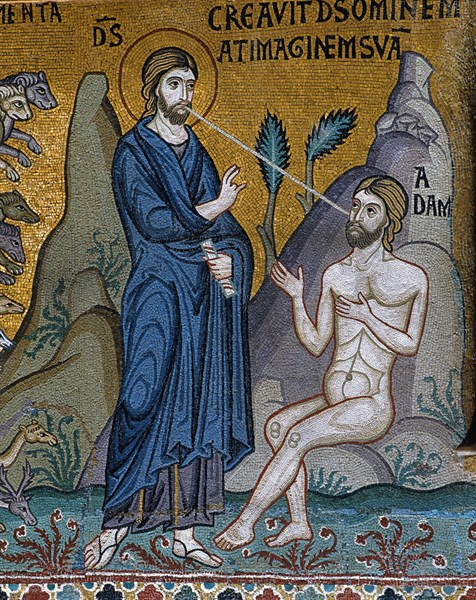 Chapelle palatine de Palerme
Mosaïque byzantine
La Genèse
Dieu crée Adam à son image et à sa