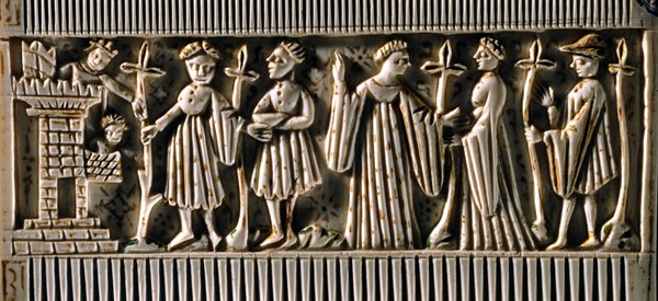 Ivory comb decorated with scenes from the life of Edward II of England