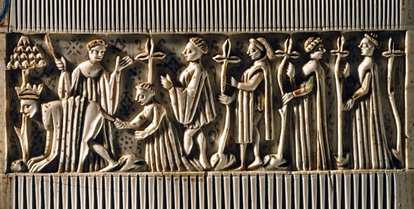 Ivory comb decorated with scenes from the life of Edward II of England