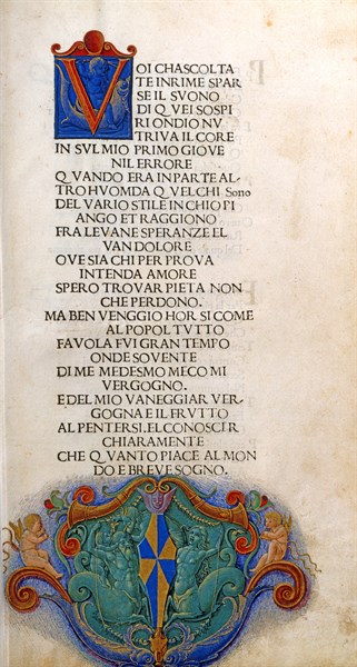 Incipit des Canzoniere de Petrarque