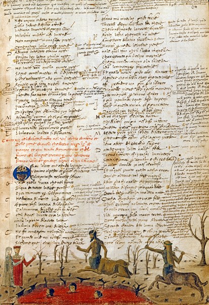 "La Divine Comédie", l'Enfer : Dante et Virgile avec le centaure Nessus