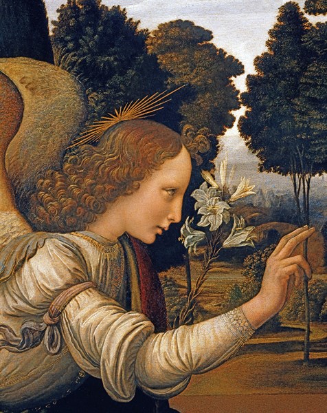 Da Vinci, The Annunciation (detail)