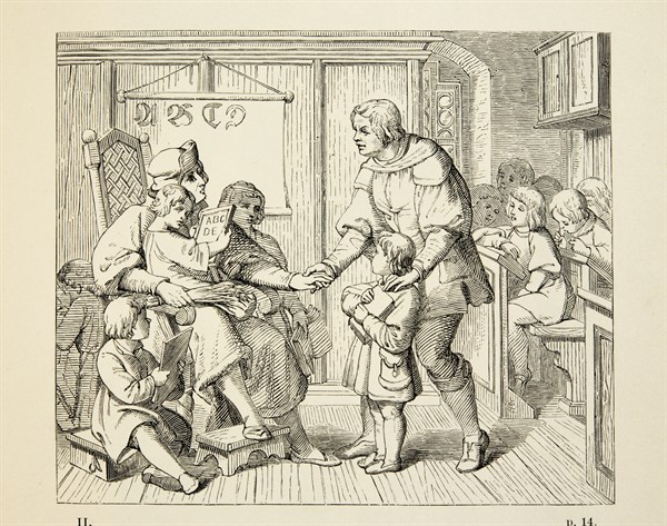 Martin Luther's life: the young Luther presents at school