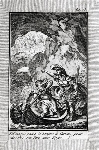 Telemachus gives the boat to Charon to pick up his father in the underworld
