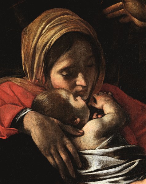 Caravage, L'Adoration des Bergers (détail)