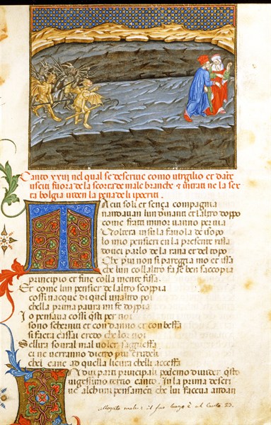The Divine Comedy, Hell: Dante and Virgil chased by winged devils