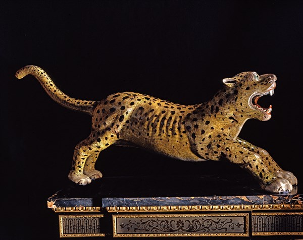 Figure de léopard, porcelaine de Chine