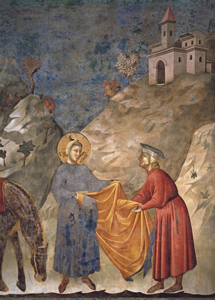 Giotto, Saint François donne son manteau à un chevalier pauvre