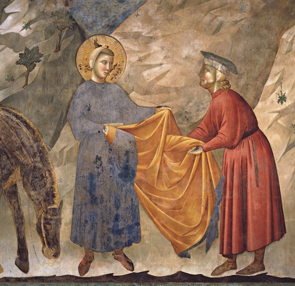 Giotto, Saint François donne son manteau à un chevalier pauvre (détail)
