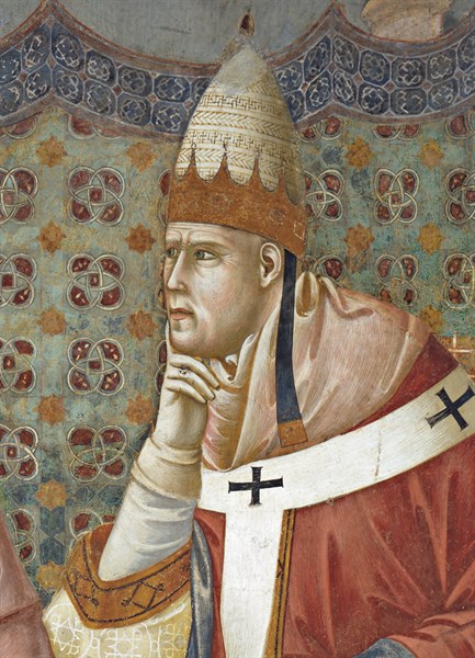 Giotto, La prédication de saint François devant le pape Honorius III (détail)