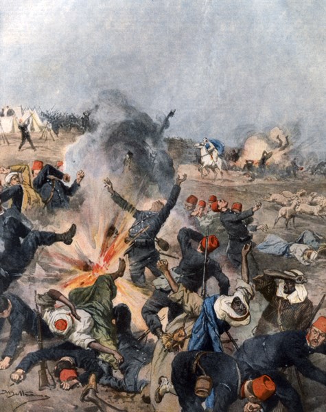 Guerre italo-turque : bombes larguées par un aviateur militaire italien sur le terrain ennemi à Tripoli (1911)