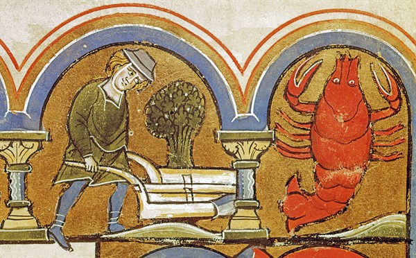Miniature du Psautier Beatae Elisabeth, le mois d'octobre (détail)
