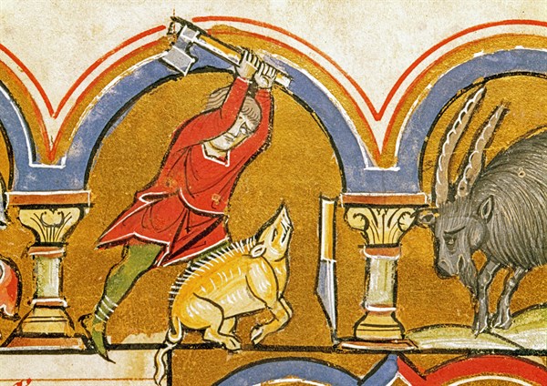 Miniature du Psautier Beatae Elisabeth, le mois de décembre (détail)