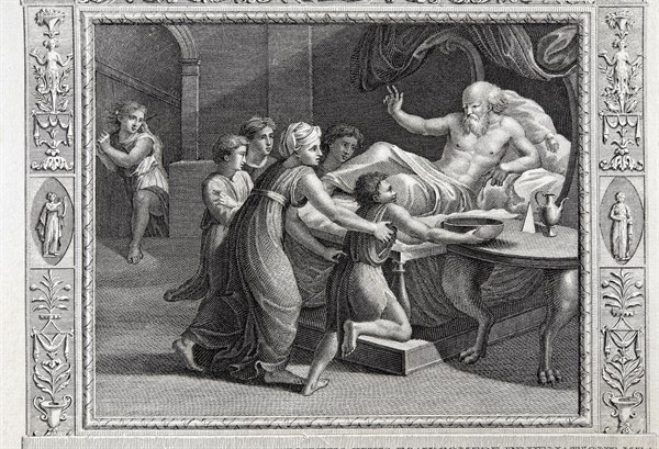 La Genèse, chapitre 27 : Jacob se fait passer pour son frère Esaü auprès d'Isaac, lui apporte le fruit de sa chasse et se fait bénir