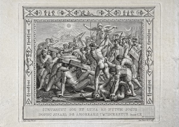 Livre de Josué, chapitre 3 : Le soleil et la lune s'arrêtent sur ordre de Josué jusqu'à ce qu'Israël se venge des Amoréens