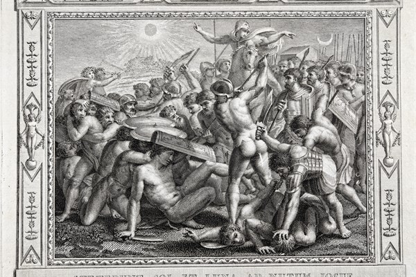 Livre de Josué, chapitre 3 : Le soleil et la lune s'arrêtent sur ordre de Josué jusqu'à ce qu'Israël se venge des Amoréens