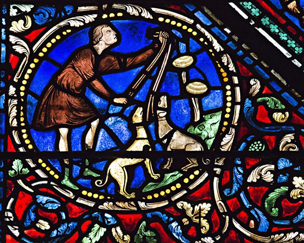 Stained glass window of the Chartres Cathedral