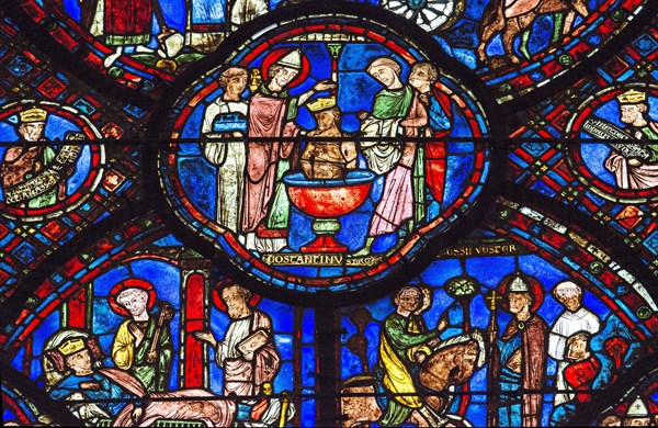 Stained glass window of the Chartres Cathedral