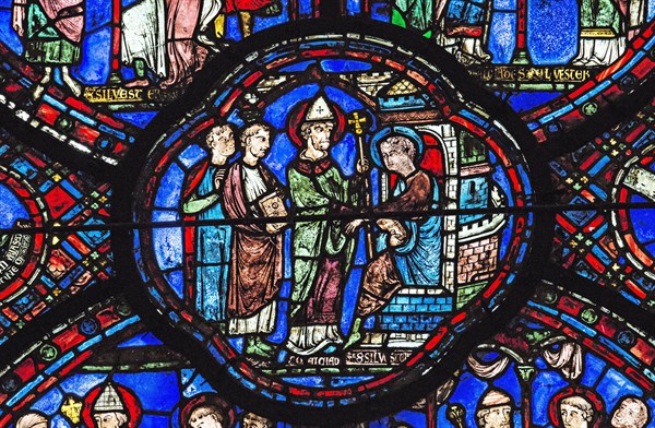 Stained glass window of the Chartres Cathedral