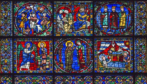 Stained glass window of the Chartres Cathedral
