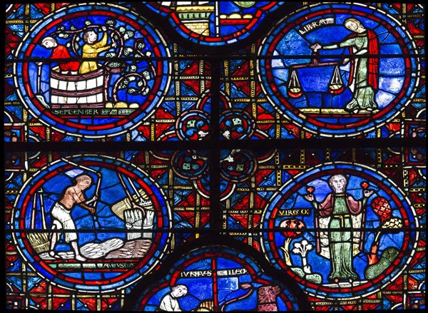 Vitrail du Zodiaque et des travaux des mois (vitrail de Chartres)