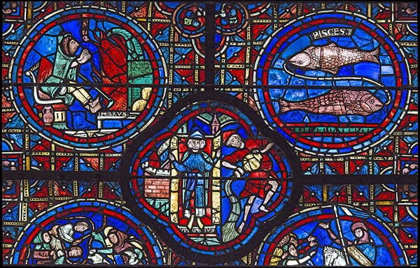 Vitrail du Zodiaque et des travaux des mois (vitrail de Chartres)