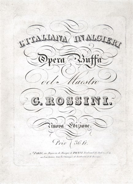 Frontispice du livret de "L'Italiana in Algeri" de Rossini