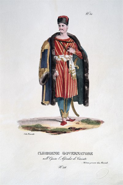 Stage costume for the character of Governor Cléomène in Rossini's ‘Le Siège de Corinthe’