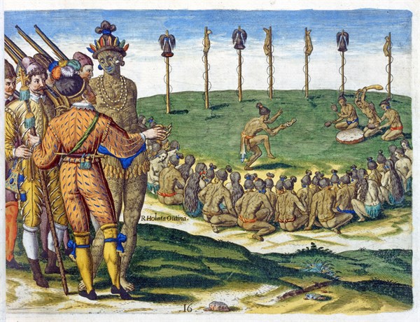 Théodore de Bry, Une cérémonie rituelle de victoire en présence des Français