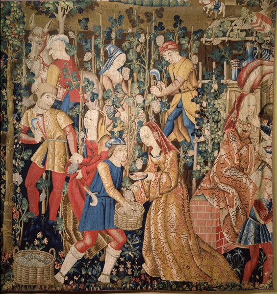 Les vendanges (partie droite de la tapisserie)