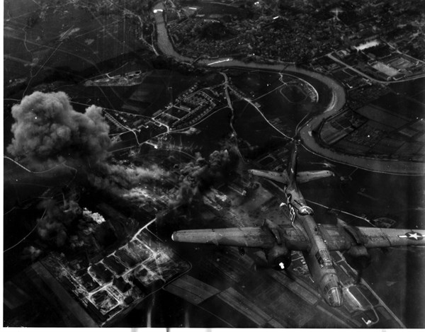 An A-20 Havoc light Bomber of the 9th U.S Air Force over Kempten (Germany) April 19, 1945