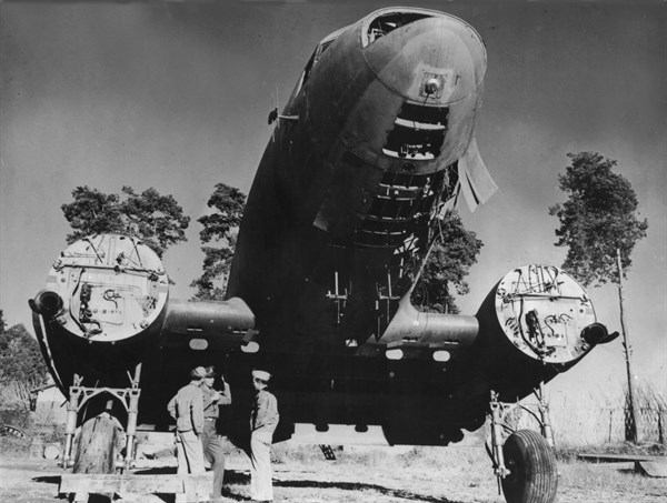 American cargo plane dismantled for salvage in China, 1944