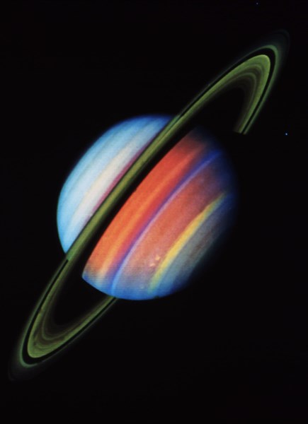 Saturn picture by Voyager II spacecraft (1981).
